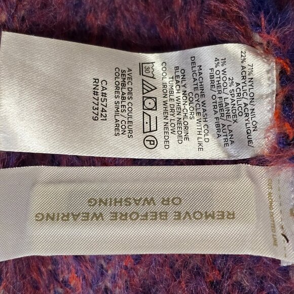 ANN TAYLOR COLOR BLOCK PLAID MOCK TURTLENECK FUZZY SWEATER WOMENS SIZE MED - Picture 3 of 7